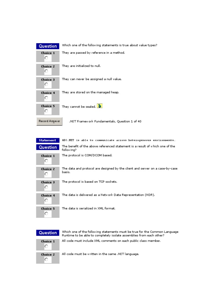 DotNet Framework Questions | PDF | Component Object Model | C Sharp ...