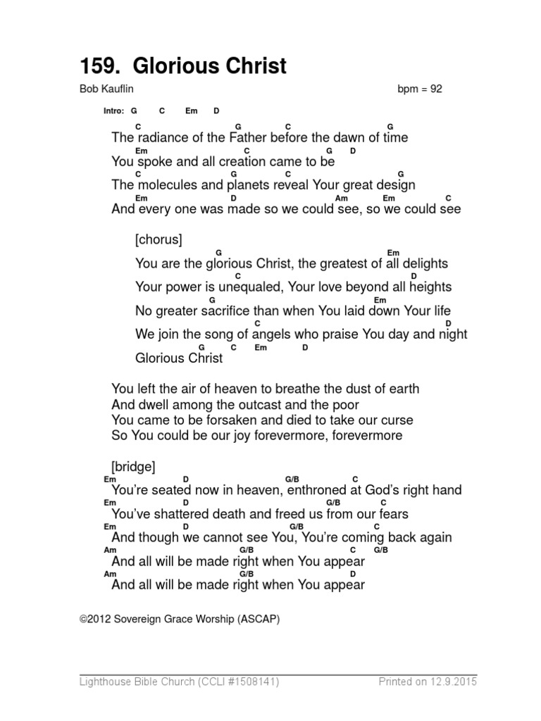 Glorious Christ Song Lyrics | PDF | Art