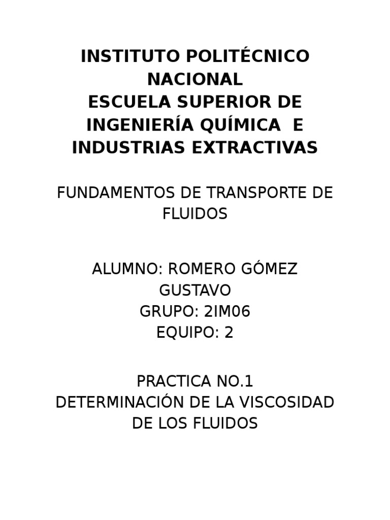 Determinación De Viscosidad En Fluidos Pdf Viscosidad Fluido 