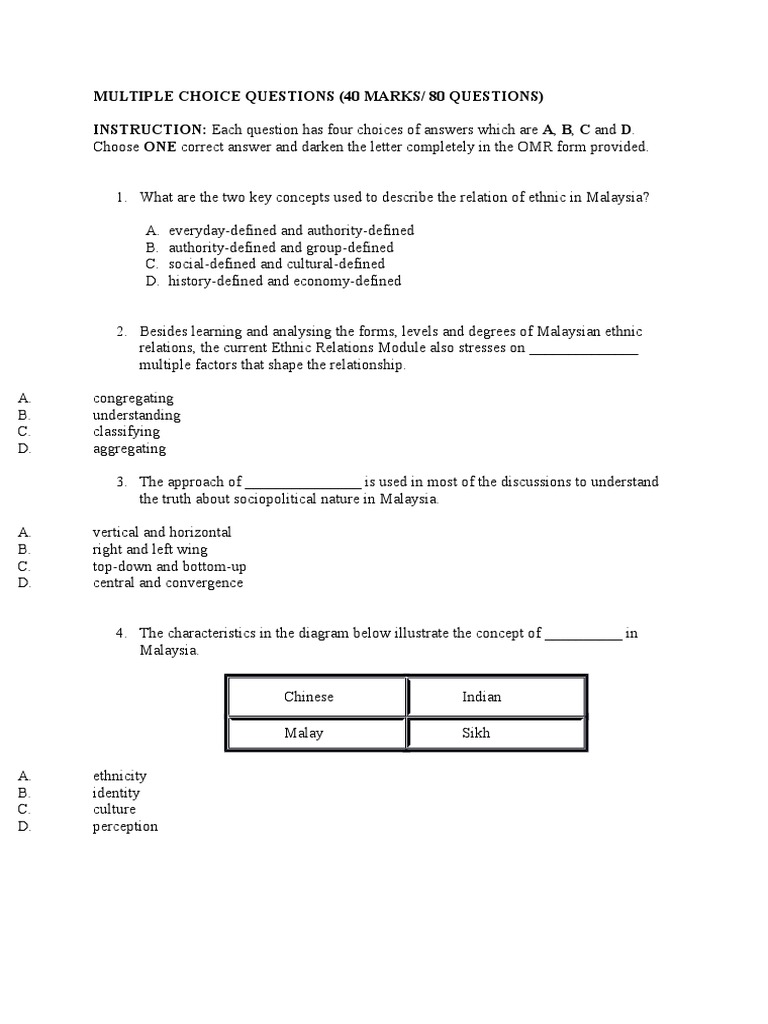 Soalan Contoh_etnik_multiple Choice Questions  Malaysia 