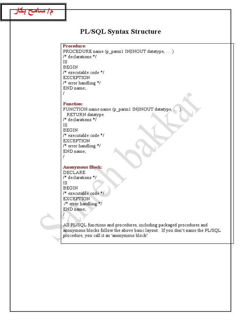 PL SQL Syntax | Download Free PDF | Pl/Sql | Variable (Computer Science)