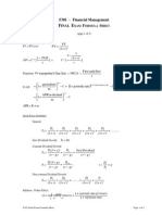 Financial Management Formula Sheet