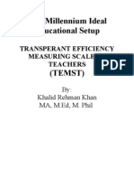 STANDARDS FOR TEACHERS' EFFICIENCY MEASURIEMENT TOOL, TEMST, By: Khalid Rehman Khan, MA, M.Ed, M. Phil Mob: 03219828675, 03005645825