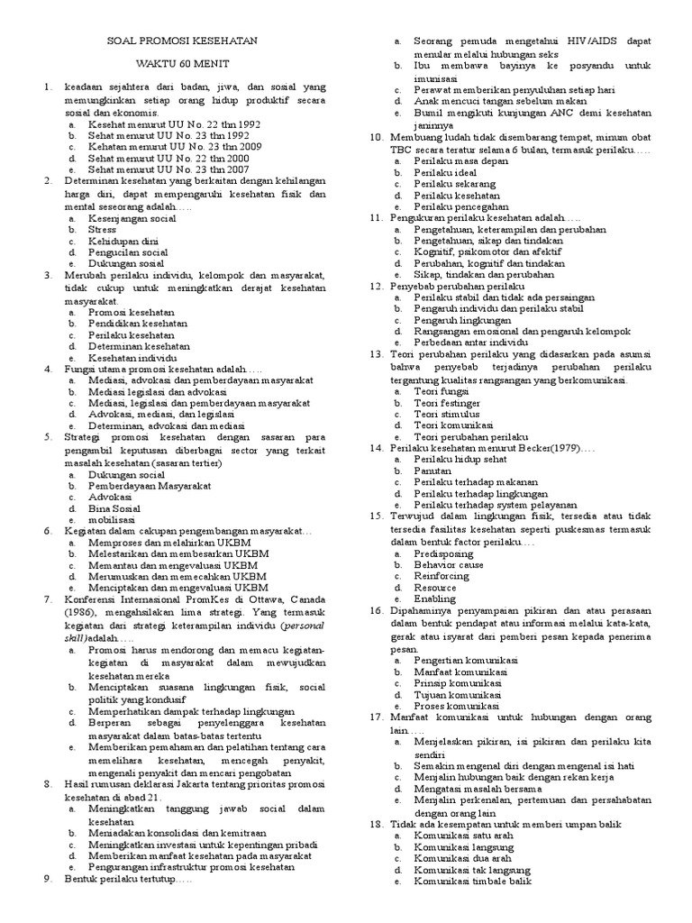 Soal Uas Promosi Kesehatan Docx