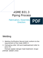 ASME B31.3 Piping Process: Fabrication, Essembly and Erection