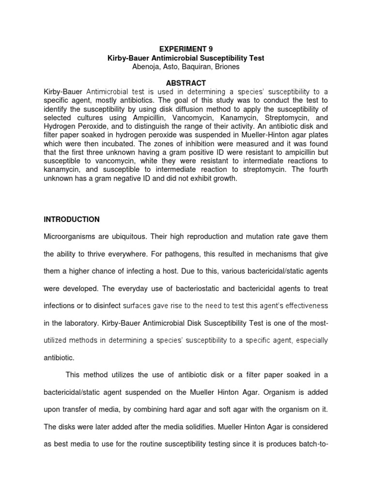 Kirby Bauer Method | PDF | Bacteria | Biochemistry