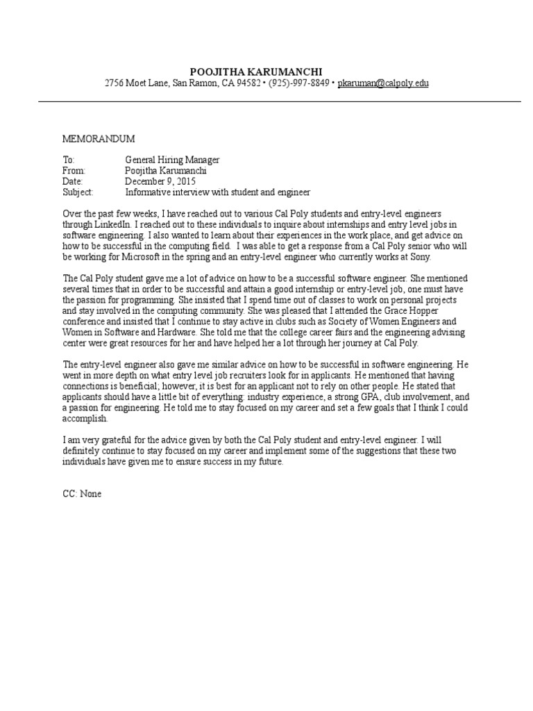 Interview Memo | PDF