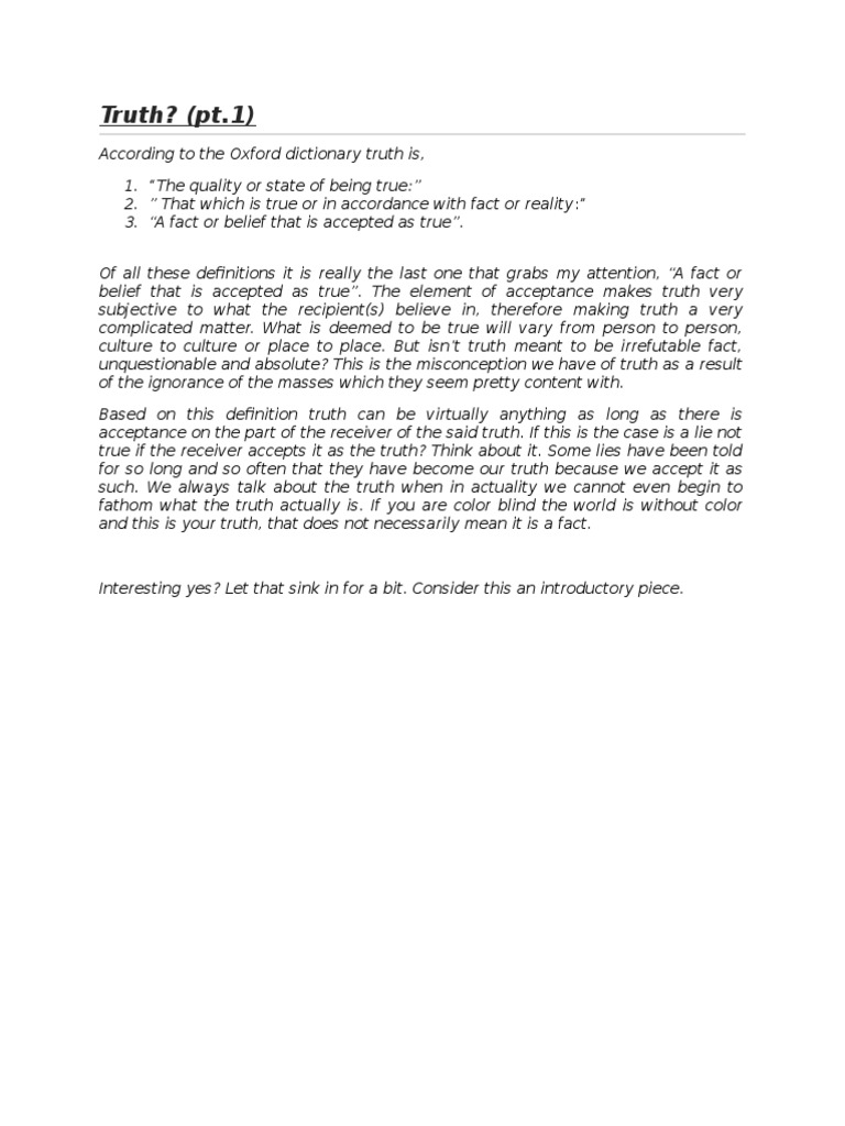 The Subjectivity of Truth Explained | PDF