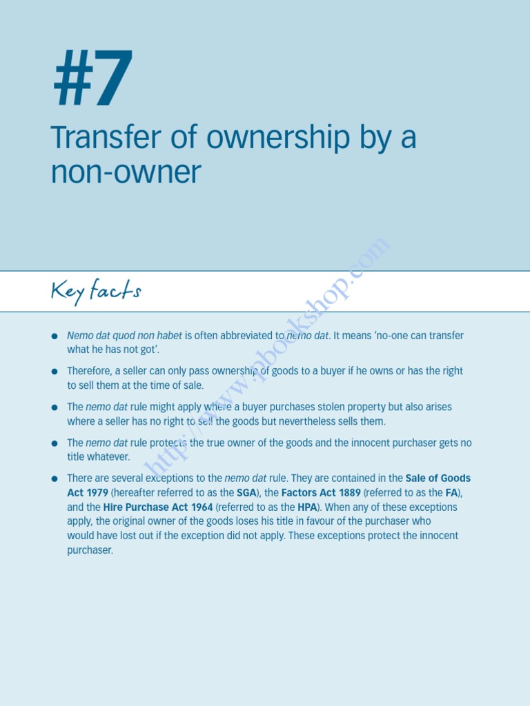 Transfer of ownership by a nonowner Estoppel Law Of Agency Free