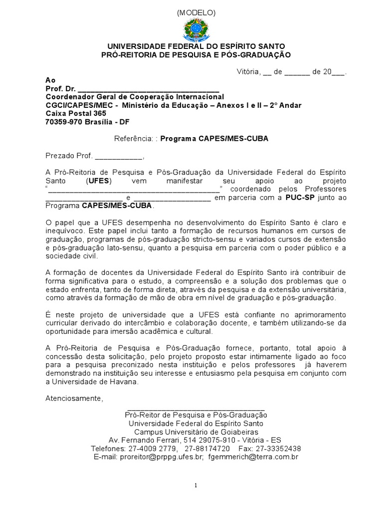 Modelo De Carta Para Reitor De Universidade - Muitos Modelos