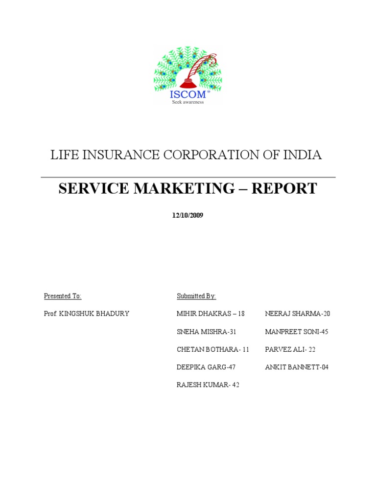 Report On Lic of India | PDF | Insurance Policy | Insurance