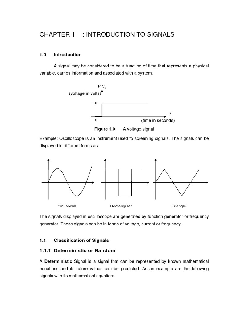 Chapter 1-Introduction to Signals | Signal (Electrical Engineering ...