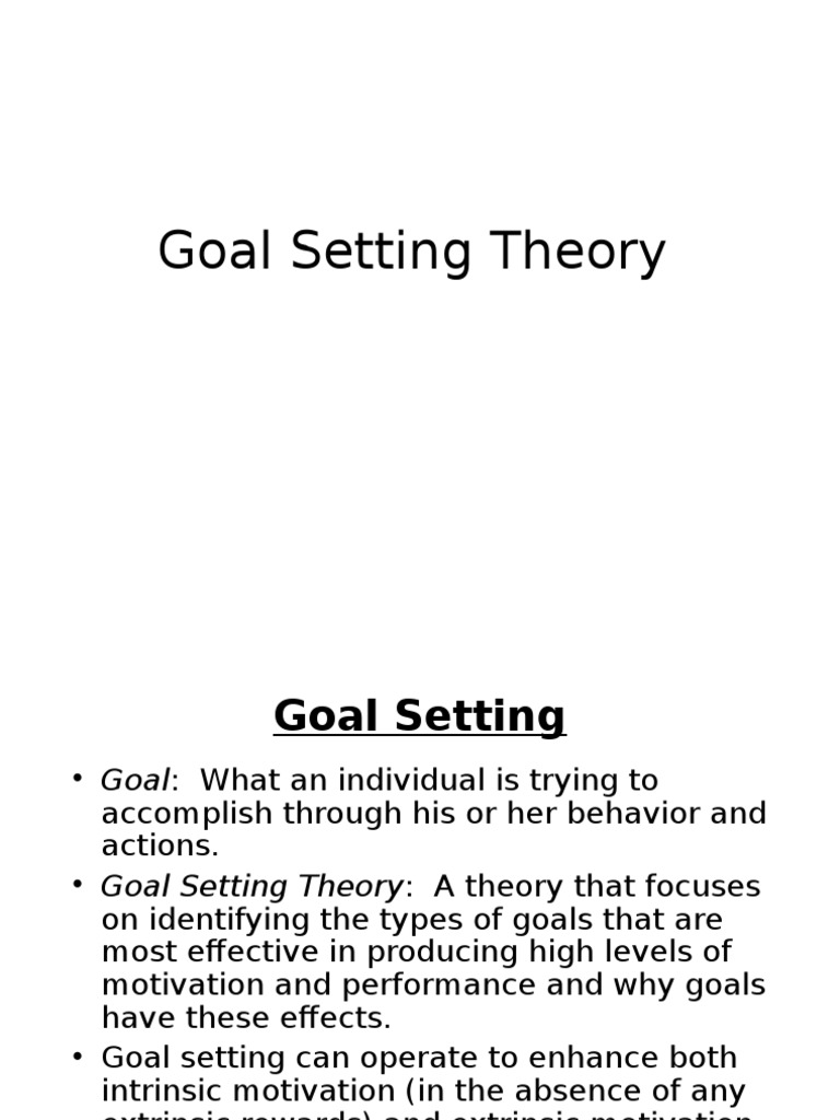 Goal Setting Theory PDF Goal Setting Goal