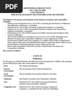 Ministerial Resolution NO. (728) OF 2008 Concerning The Book Building Procedures For Securities