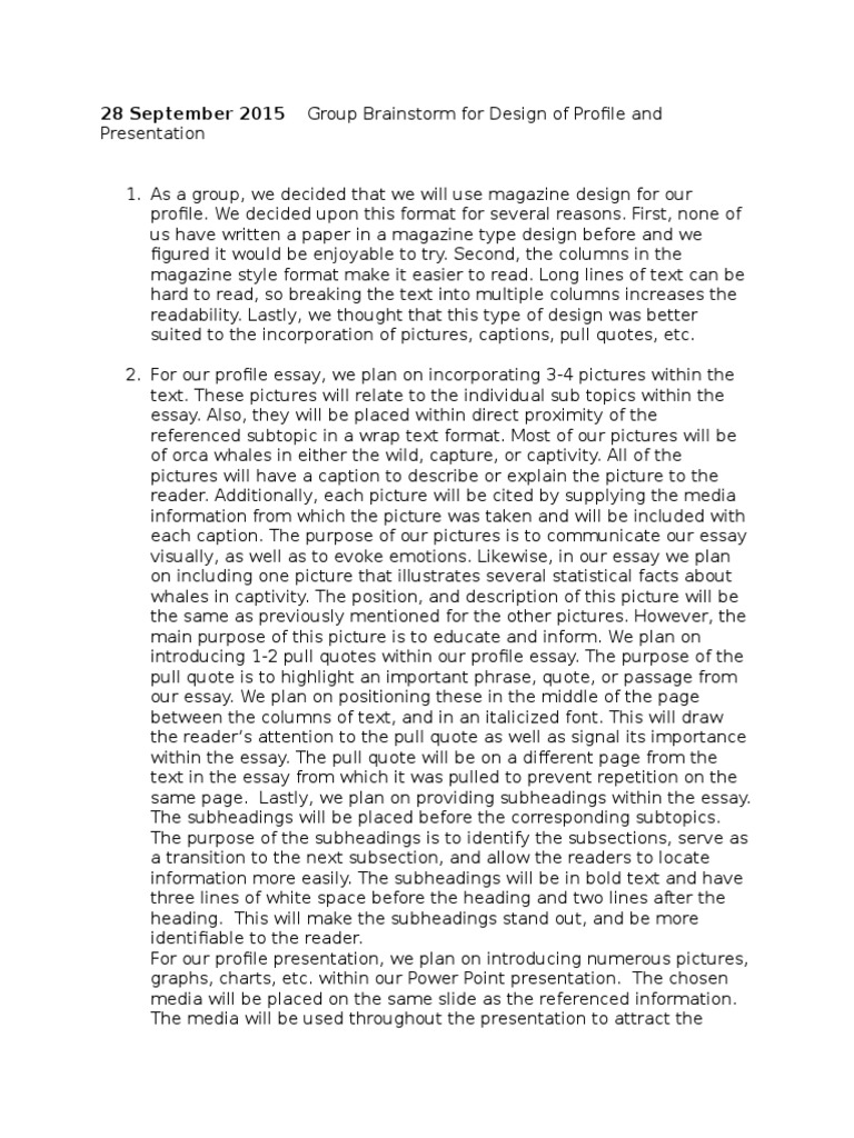 Designing a Visual Profile Essay | PDF | Essays | Text