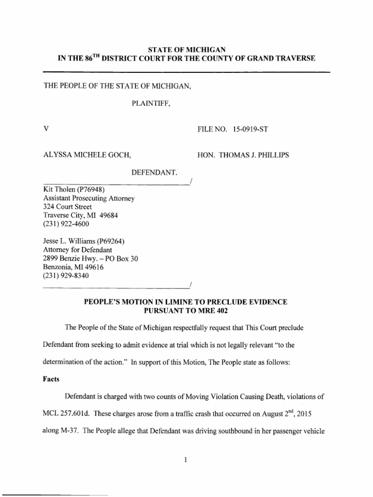 Motions PA IN LIMINE 2015002683 GOCH, ALYSSA MICHELE 1112