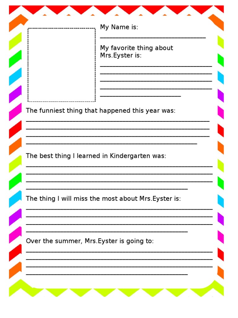 Kindergarten Memories with Mrs. Eyster | PDF