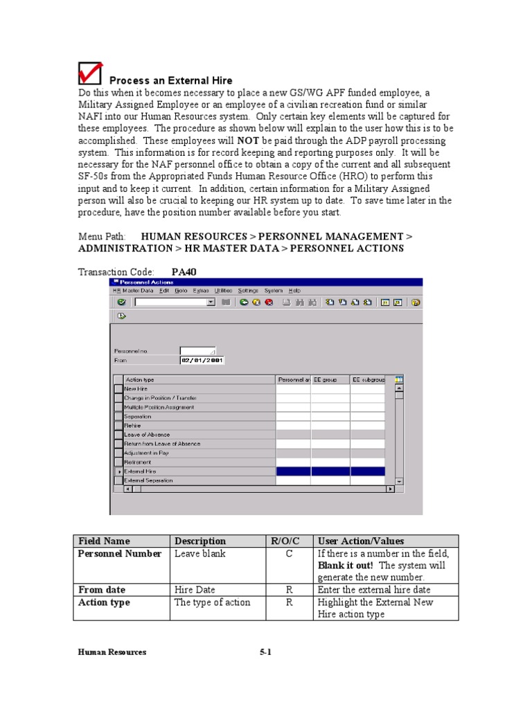 Process An External Hire: Human Resources 5-1 | PDF | Human Resource ...