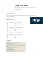 Ficha de Trabalho de Inglês 16