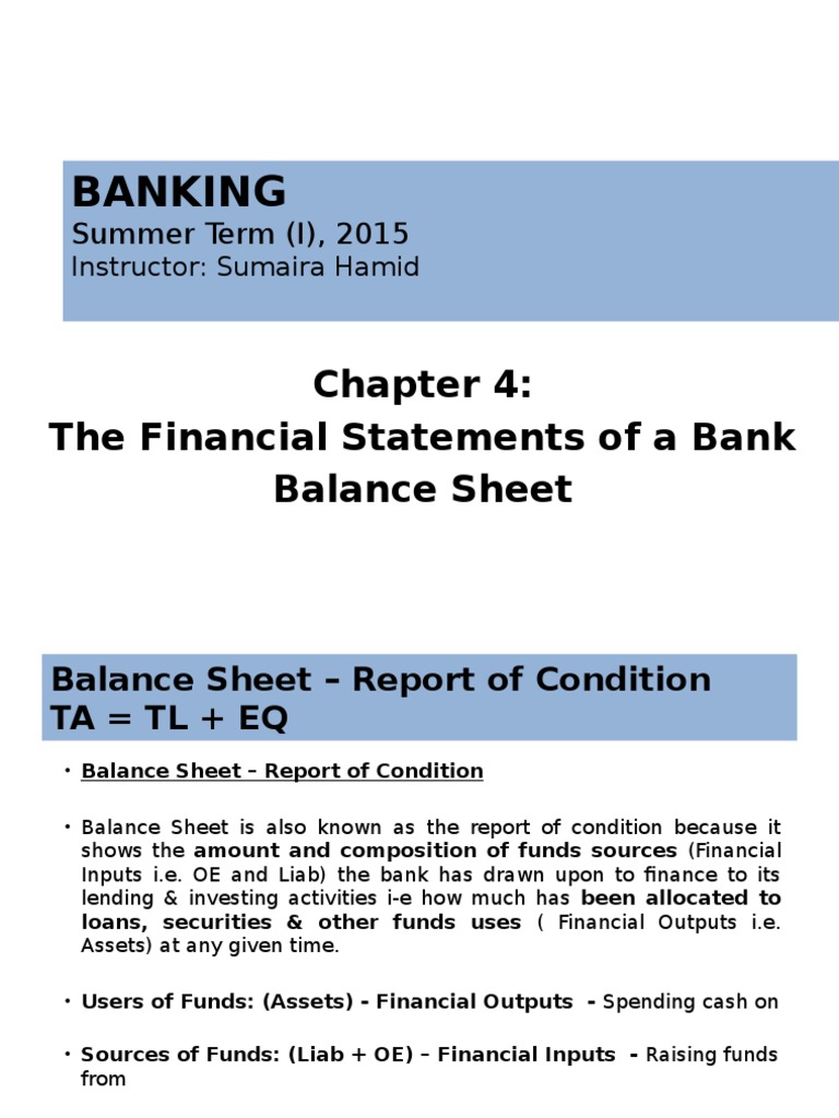 Chapter 4 Balance Sheet Complete | PDF | Securities (Finance) | Loans