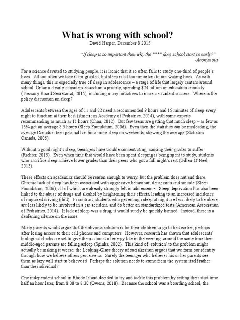 The Case for Later School Start Times | PDF | Citation | Sleep Deprivation
