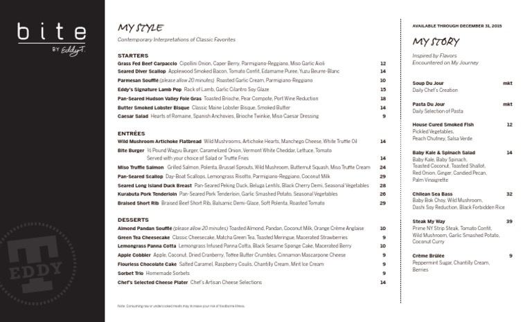 Bite Dinner Menu | PDF | Salad | Hamburgers