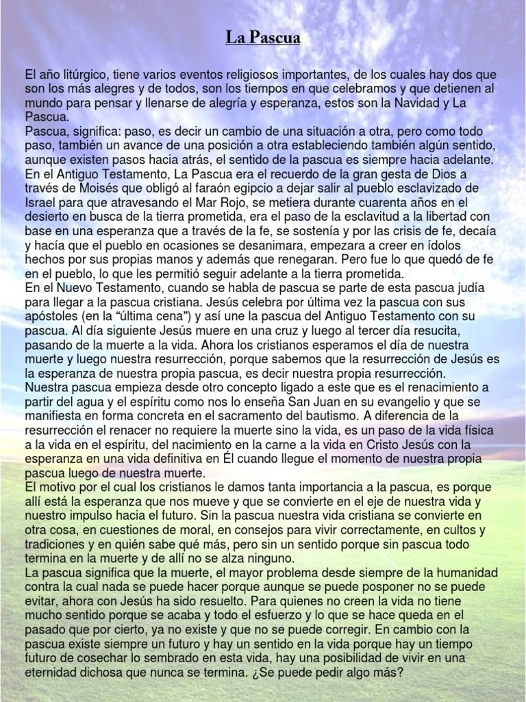 La Pascua en la Biblia y su Significado | PDF | Pascua de Resurrección ...