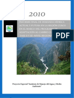 Informe Final de Demanda Hídrica Actual y Futura en La Región Cusco