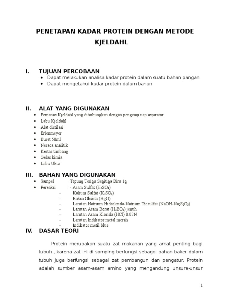 Kadar Protein Dengan Metode Kjeldahl PDF