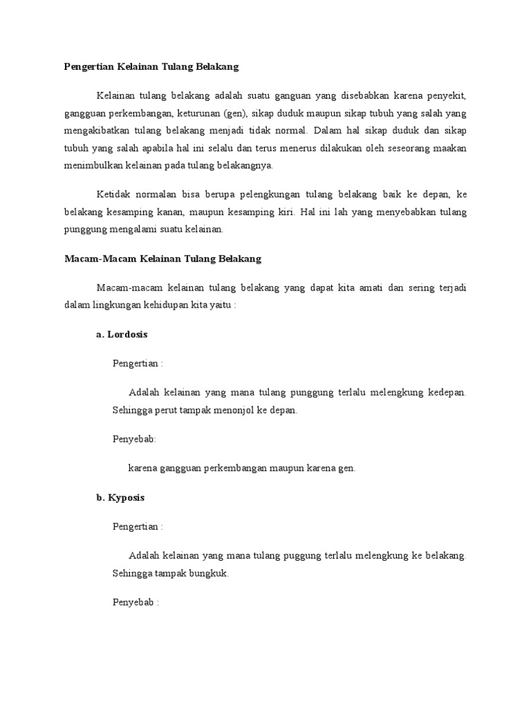 Kelainan Tulang Belakang Yang Membengkok Ke Depan Disebut