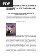 A Doutrina Da Predestinação Declarada e Estabelecida à Luz Das Escrituras Por John Gill Em 1752 Em Oposição a Obra de John Wesley