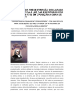 A Doutrina Da Predestinação Declarada e Estabelecida À Luz Das Escrituras Por John Gill em 1752 em Oposição A Obra de John Wesley