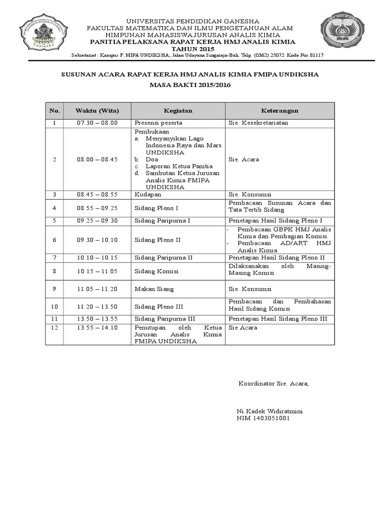 Susunan Acara Raker Fix | PDF