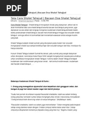 Tata Cara Sholat Tahajud Pdf