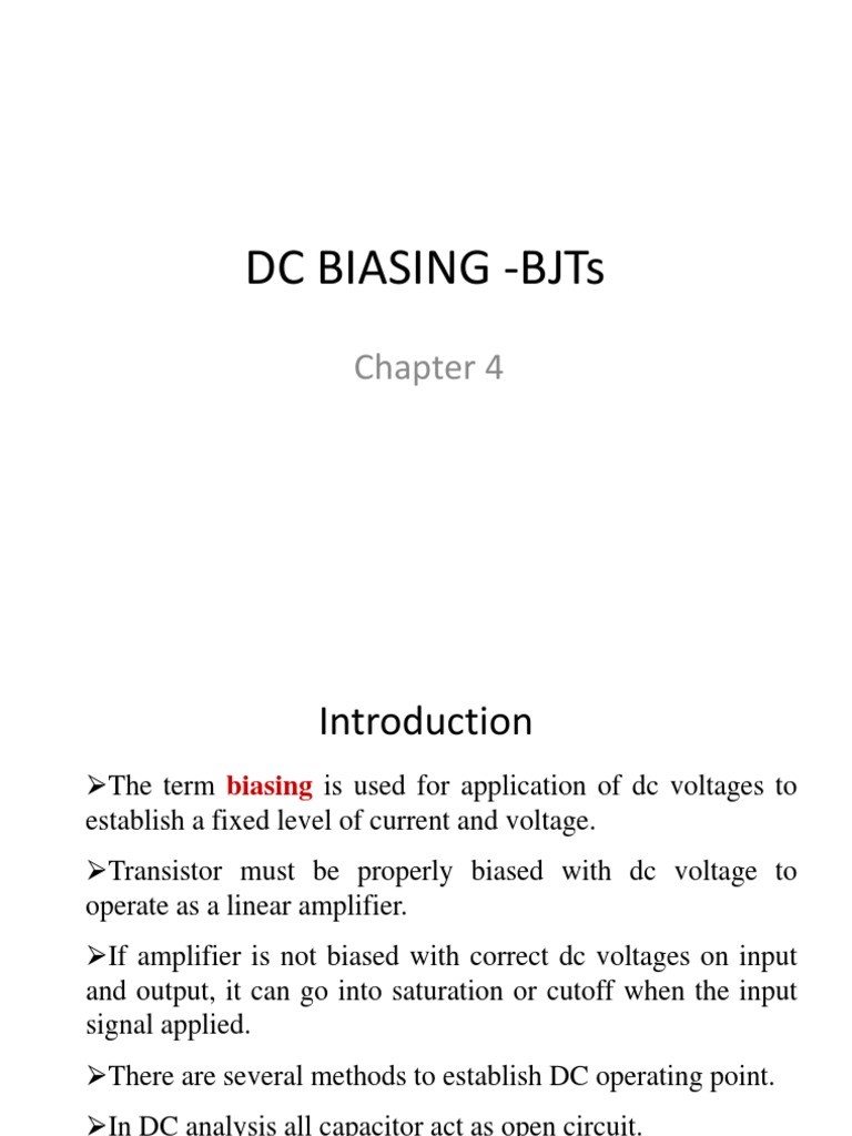 Chap 4 DC Biasing BJT PDF Bipolar Junction Transistor Amplifier