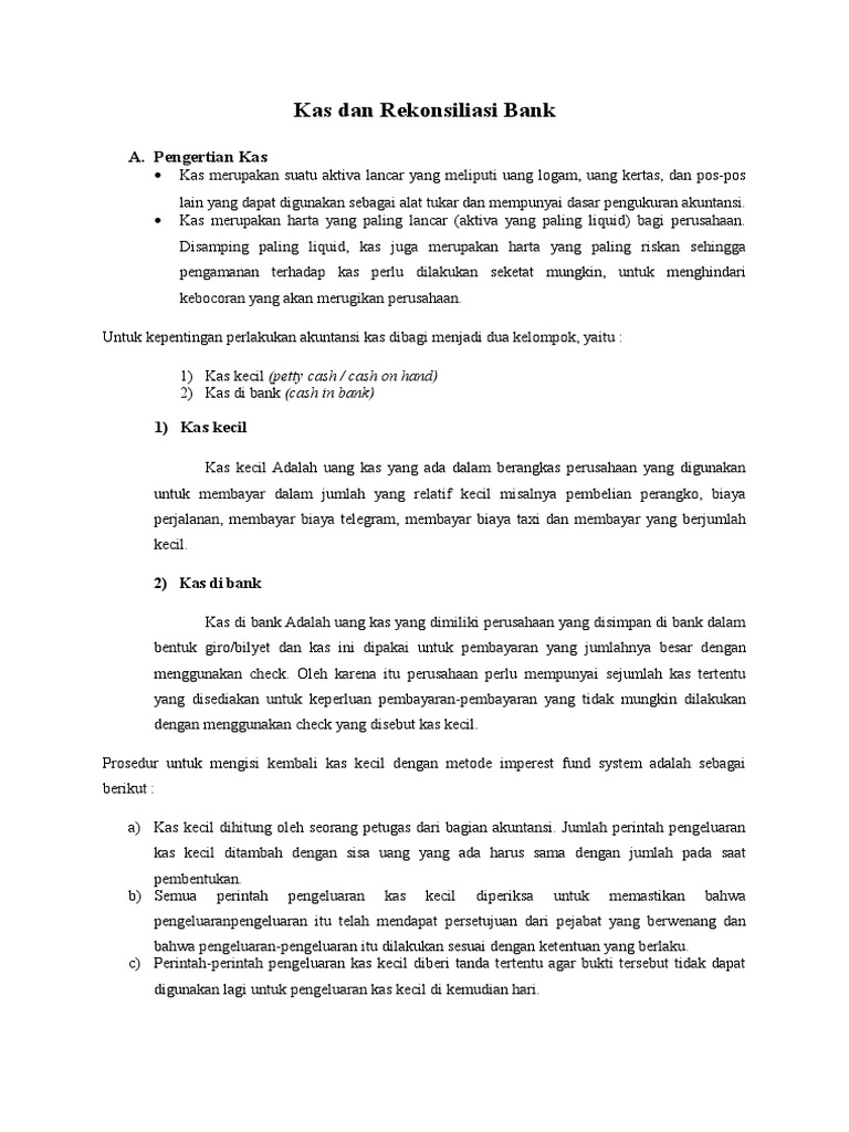 Rangkuman Rekonsiliasi Bank