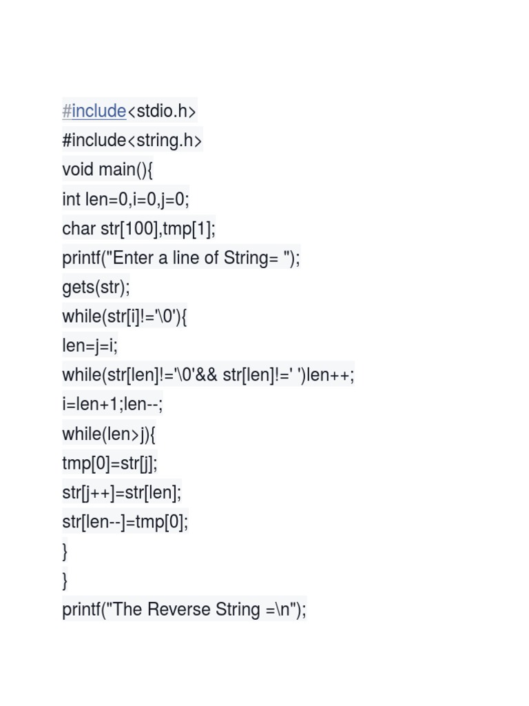 Reverse a Word in C Programming | PDF