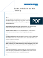 Bragança Jornal Diário - Falecimentos No Período de 2 A 8 de Novembro de 2015