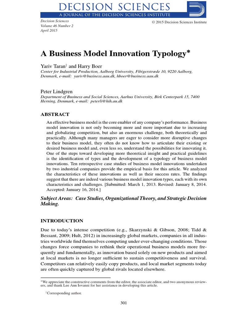 A Business Model Innovation Typology | PDF | Business Model | Innovation
