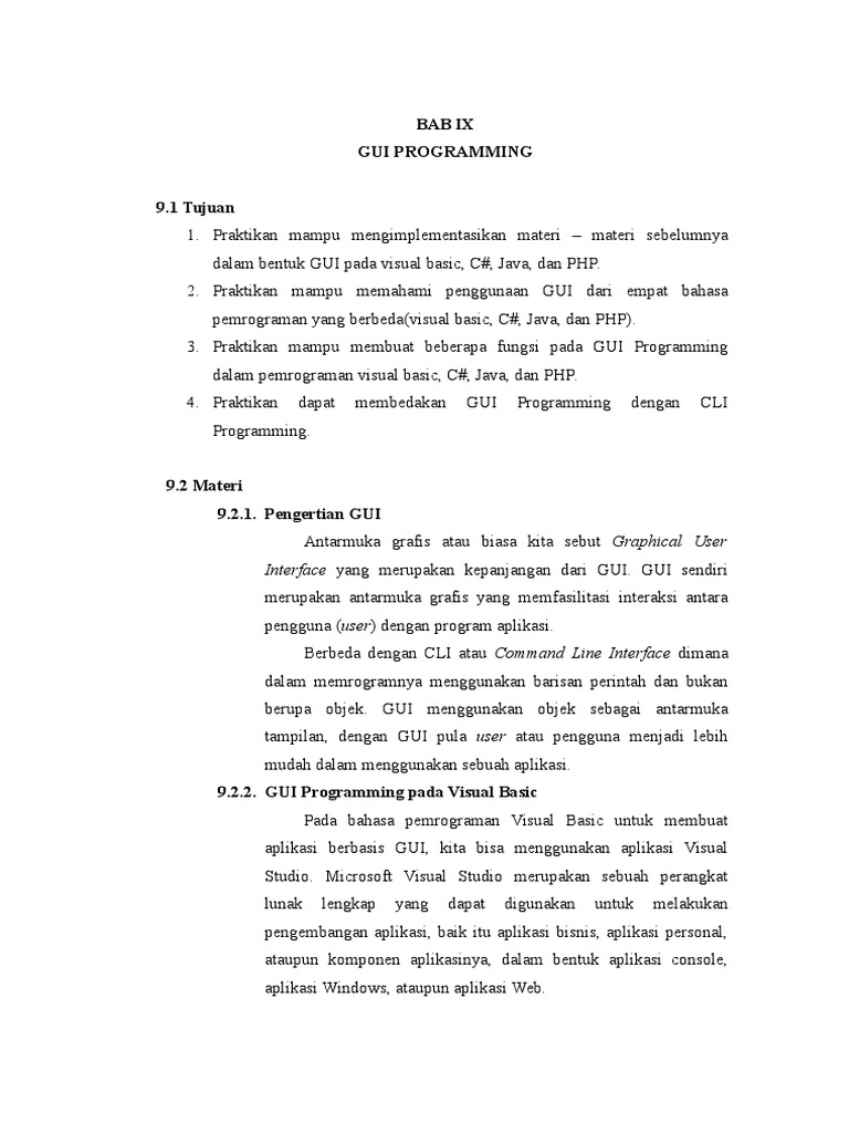 Modul BAB IX - GUI Programming | PDF | Komputer