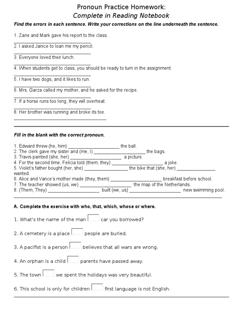 Pronoun Practice | PDF