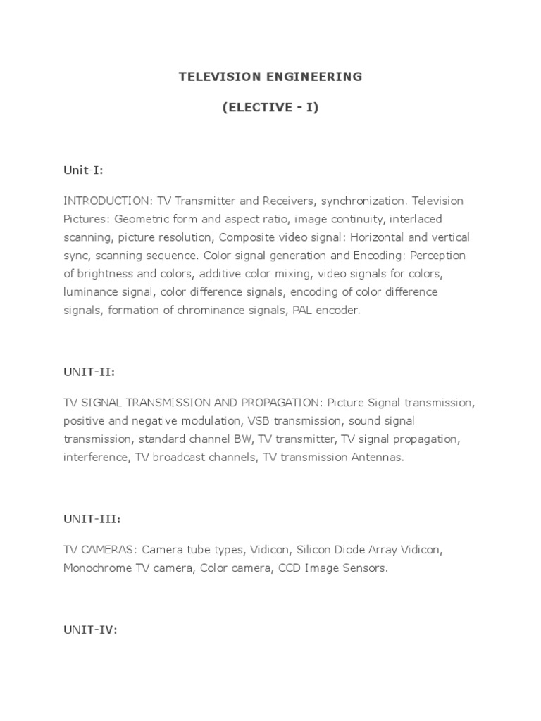 Television Engineering Overview | PDF | Television | Video