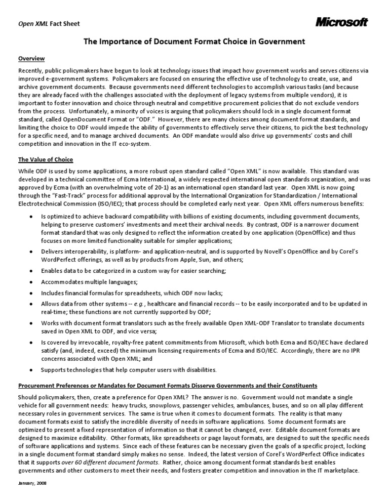 The Importance of Document Format Choice in Government FACT SHEET | PDF ...