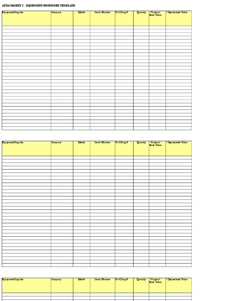 Equipment Inventory Template Guide | PDF