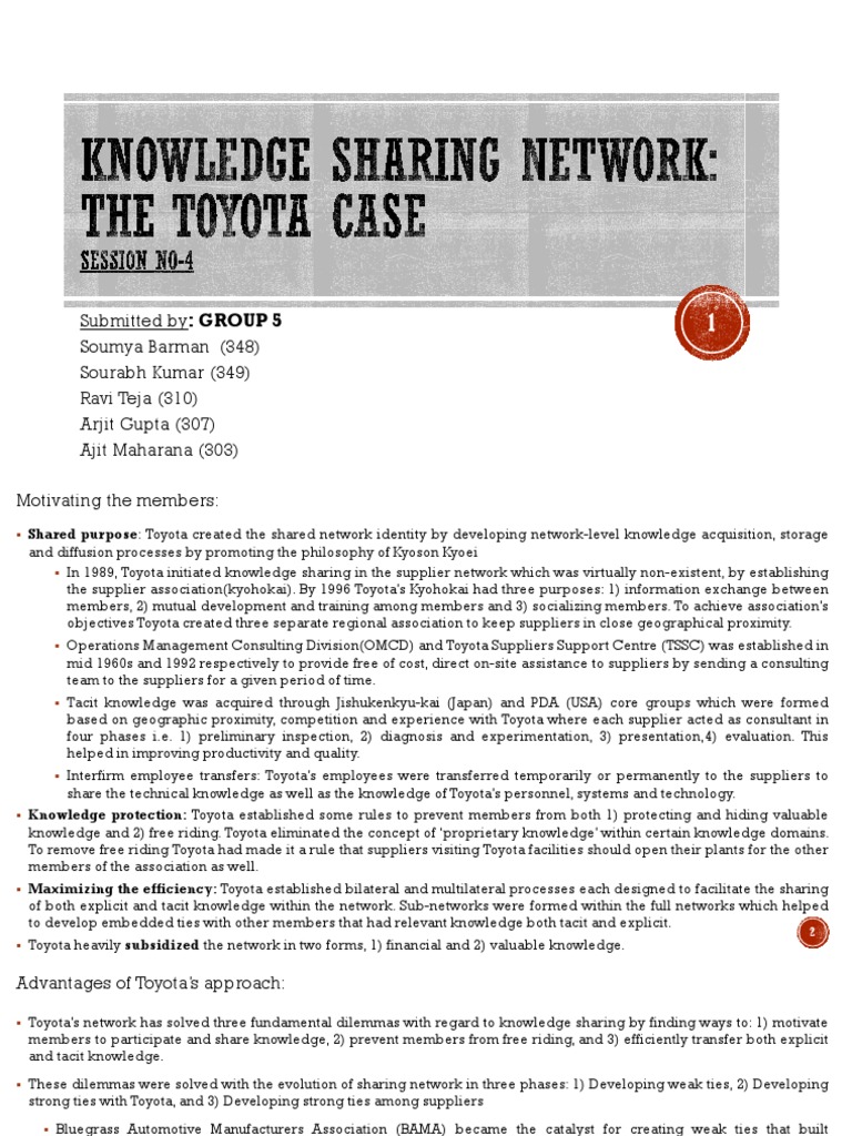 Toyota Supplier Case Study PDF Supply Chain Toyota
