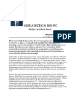 Adieu Section 309 Ipc: Better Late Than Never