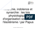 Anarchie, Indolence Et Synarchie Les Lois Physiologiques D'organisation Sociale Et L'ésotérisme Par Papus