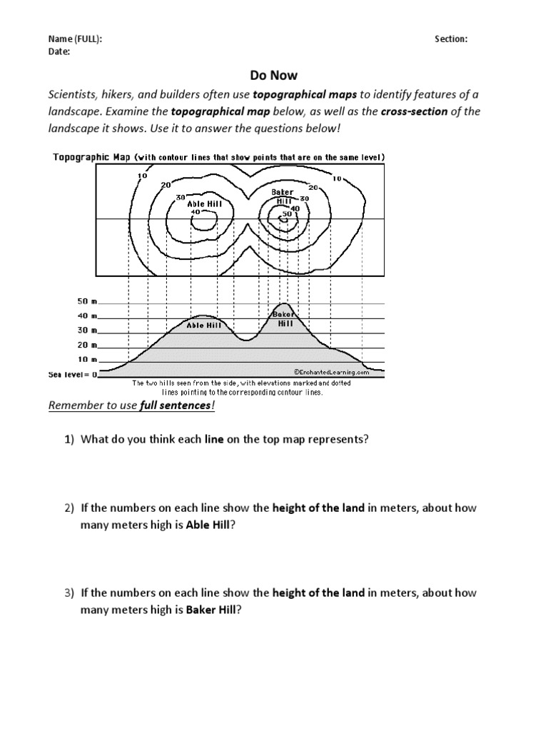 Do Now Topographic Map Basics | PDF | Teaching Methods & Materials