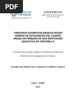 2012 Córdova Procesos Cognitivos Básicos Según Género de Estudiantes Del Cuarto Grado de Primaria de Una Institución Educativa de Ventanilla