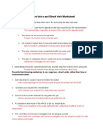 Passive Voice and Direct Verb Worksheet